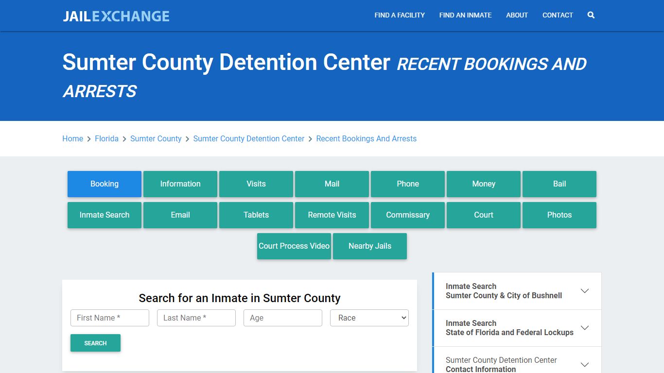 Sumter County Detention Center Recent Bookings And Arrests - Jail Exchange