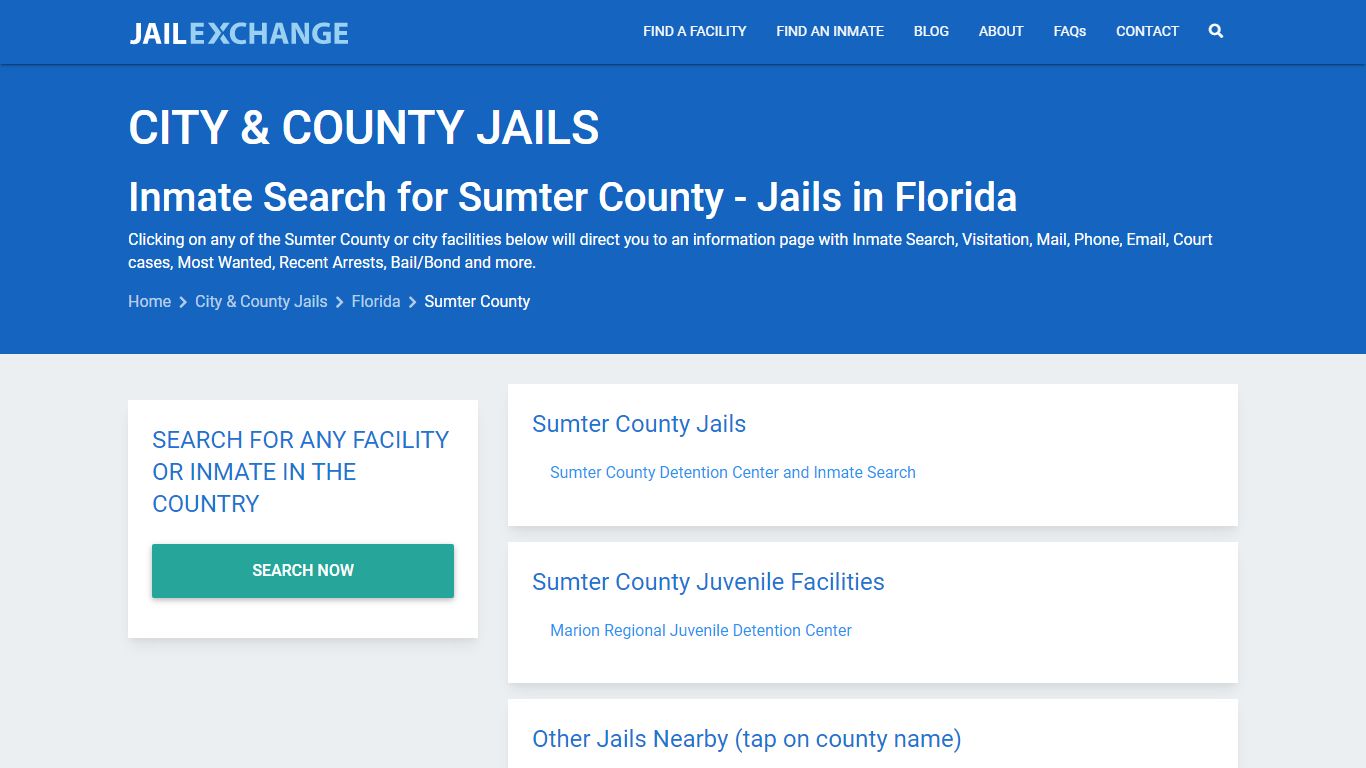 Inmate Search for Sumter County | Jails in Florida - Jail Exchange